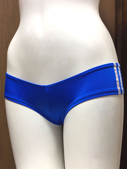 新品【体操着・ブルマ】La-Pomme(ラ・ポーム)光沢2wayストレッチ ライン入りローライズブルマ ブルー Mサイズ 日本製