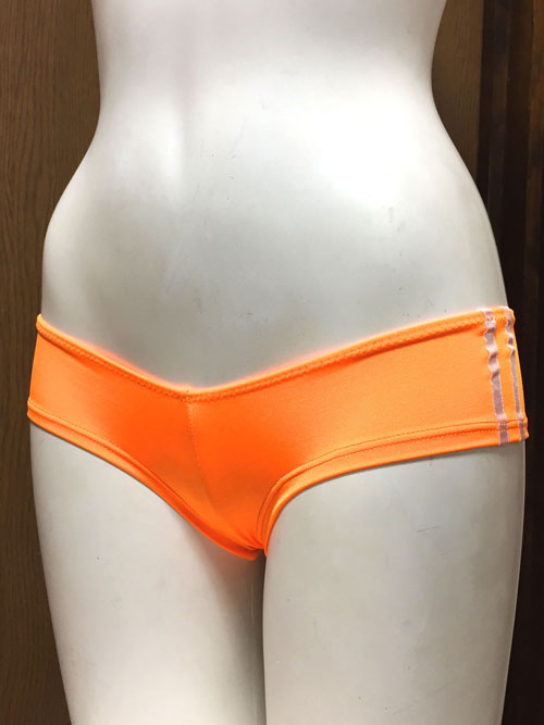 新品【体操着・ブルマ】La-Pomme(ラ・ポーム)光沢2wayストレッチ ライン入りローライズブルマ  オレンジ Mサイズ 日本製